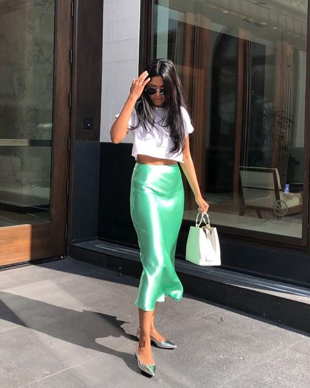 Emerald Satin Skirt