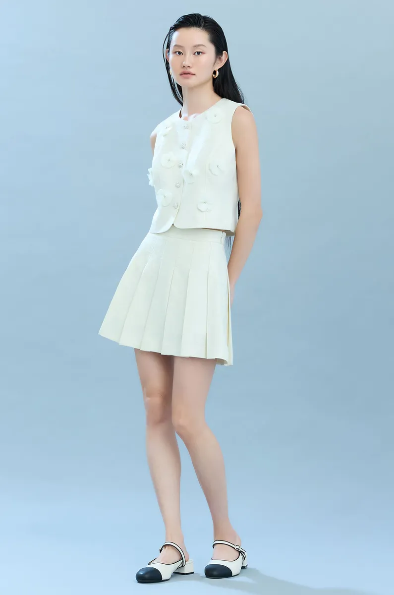 Pleated Metallic Skirt